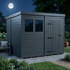 8x6 Pent Composite Shed (Single Door, With Windows)