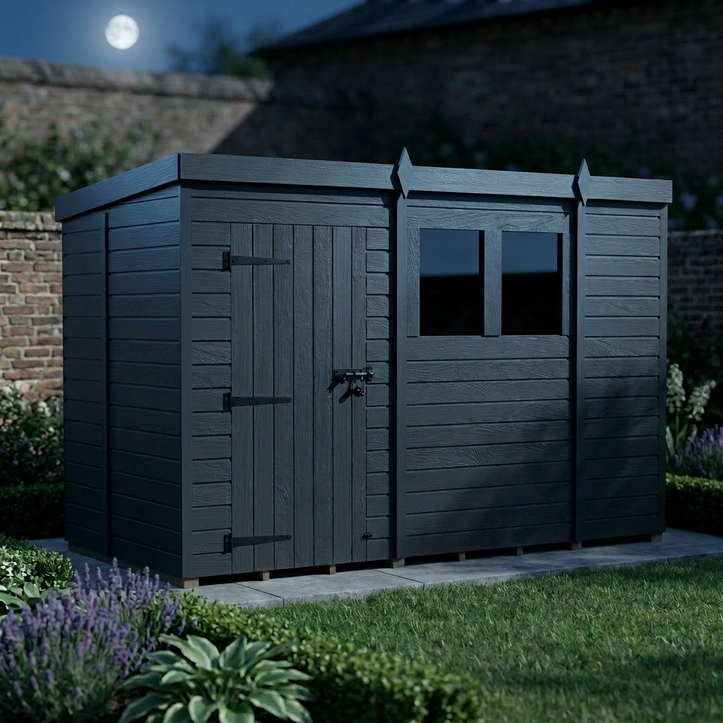 10x5 Pent Composite Shed (Single Door, With Windows)