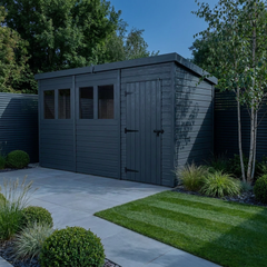 12x4 Pent Composite Shed (Single Door, With Windows)