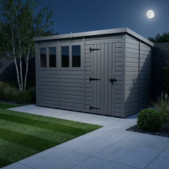 12x6 Pent Composite Shed (Single Door, With Windows)