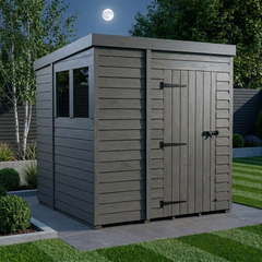 7x7 Pent Composite Shed (Single Door, With Windows)