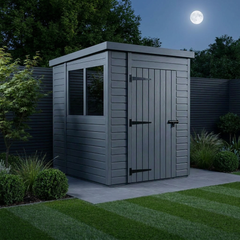 6x7 Pent Composite Shed (Single Door, With Windows)