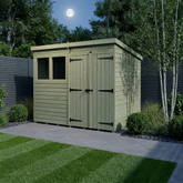 8 x 8 Pent Shed (Double Door, With Windows)