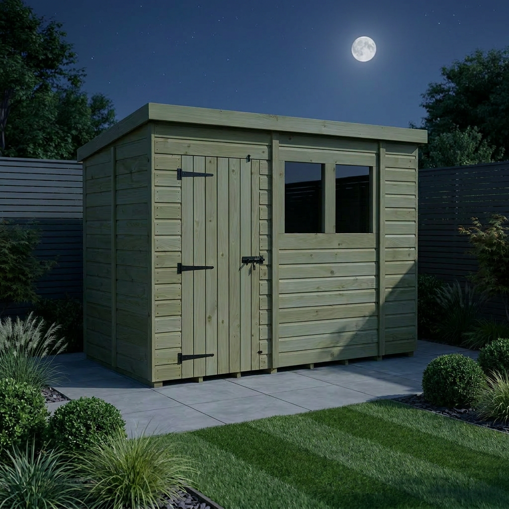 10 x 5 Pent Shed (Single Door, With Windows)