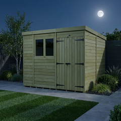 10 x 8 Pent Shed (Double Door, With Windows)