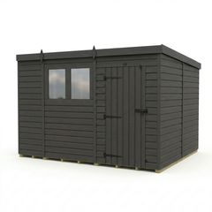 10x8 Pent Composite Shed (Single Door, With Windows)