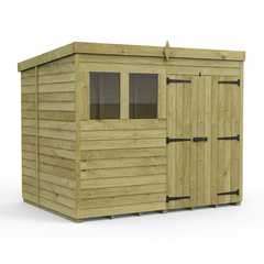 8 x 6 Pent Shed (Double Door, With Windows)