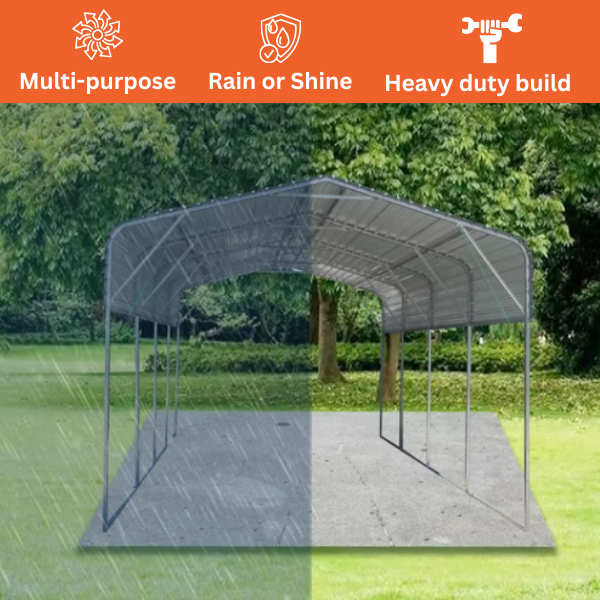 11 × 19 ft Metal Parking Shed – Robust Shelter for Cars, Vans, Boats & More