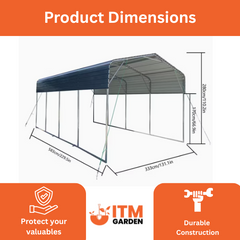 11 × 19 ft Metal Parking Shed – Robust Shelter for Cars, Vans, Boats & More