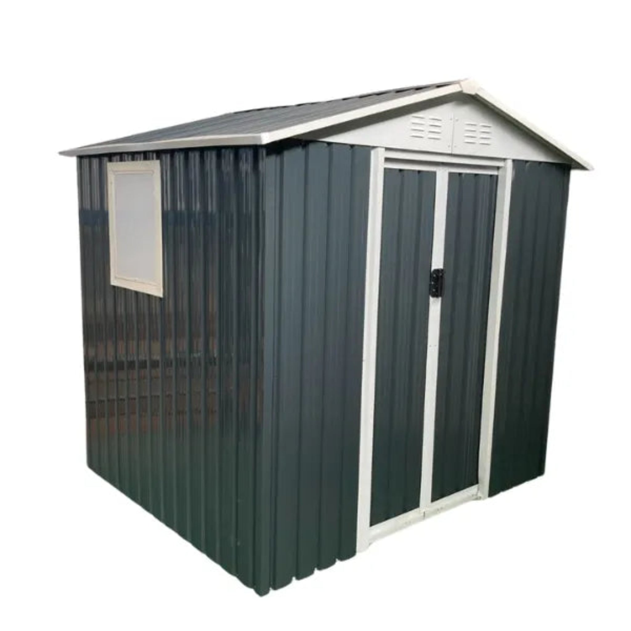 6×5FT Apex Roof Metal Garden Shed with Windows & Shelves – Compact & Weatherproof
