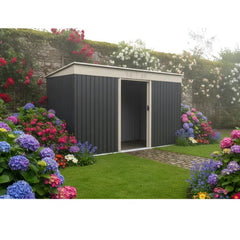 9ft x 4ft (2.7 x 1.2m) Metal Shed – Anthracite Grey Flat Roof