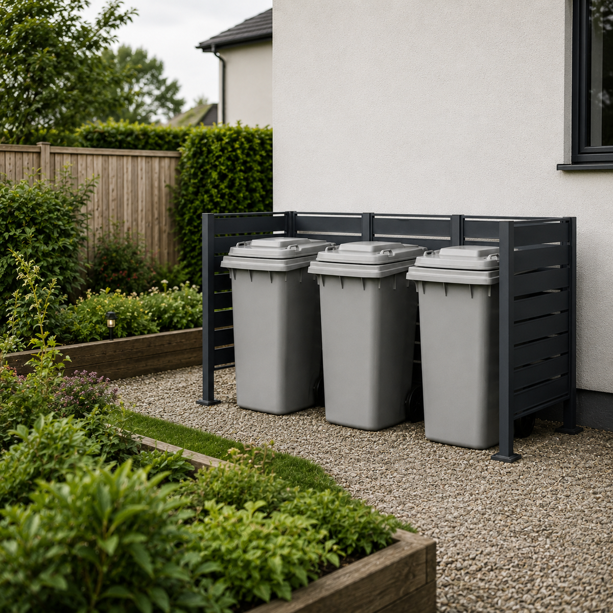 Heavy Duty 3 Bay Open Wheelie Bin Shelter – Galvanised Steel