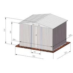 Metal 8x10FT (2.4 x 3m) Garden Shed – Grey – 0.25mm Standard Steel Panels + FREE Solar Light