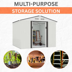Metal 8x10FT Garden Shed – White – Large Outdoor Storage for Tools, Bikes & Equipment