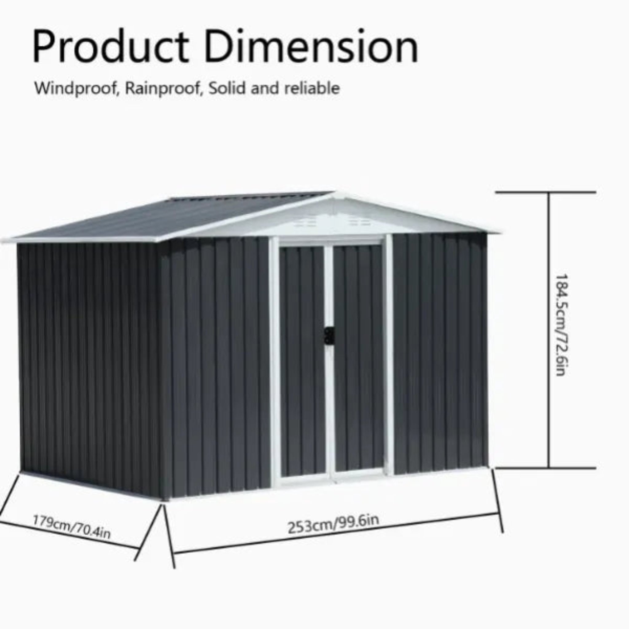 Metal 8x6FT Garden Shed – 2 Colours Available – Modern Outdoor Storage for Tools & Equipment