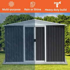 Metal 12x10FT (3.6 x 3m) Garden Shed – Grey – Modern Outdoor Storage for Tools & Equipment + FREE Solar Light