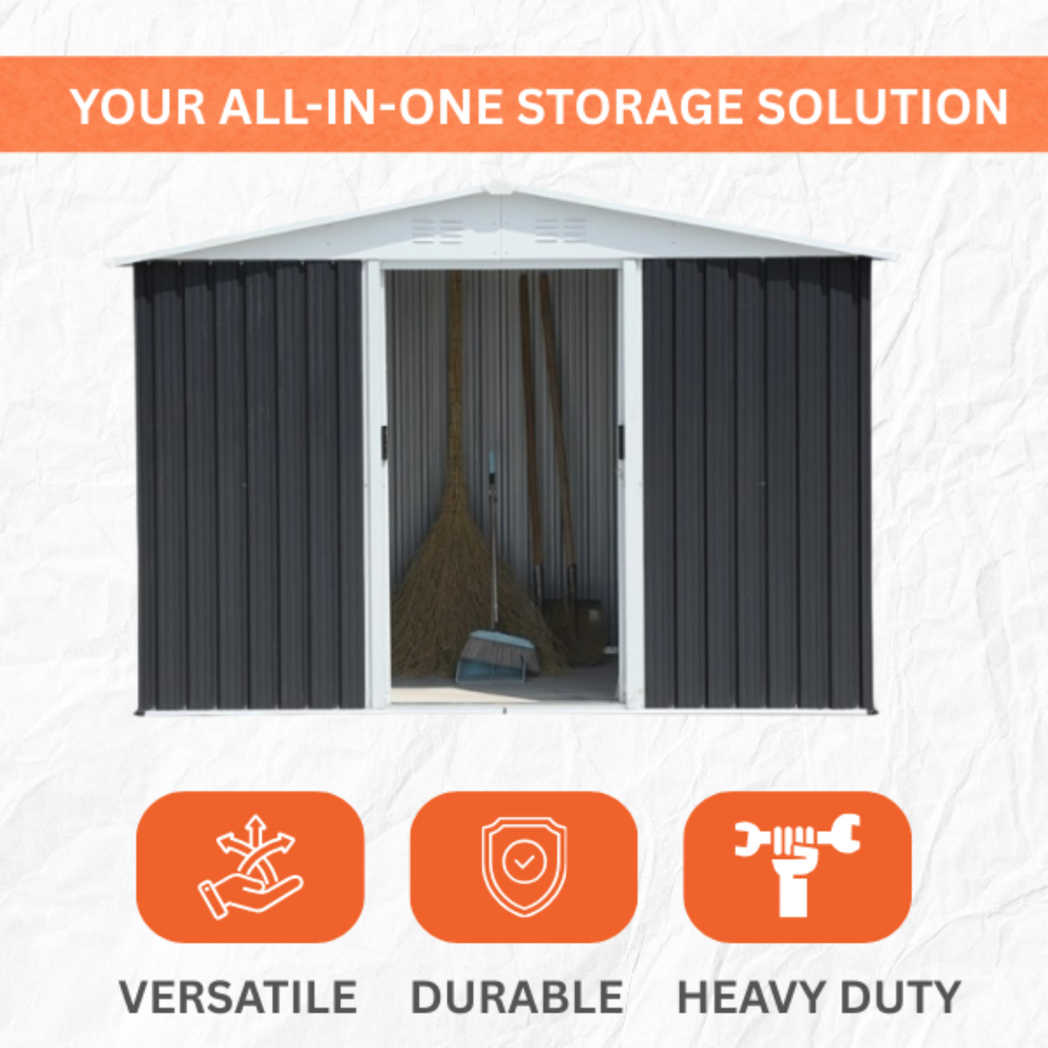 Metal 8x6FT Garden Shed – 2 Colours Available – Modern Outdoor Storage for Tools & Equipment