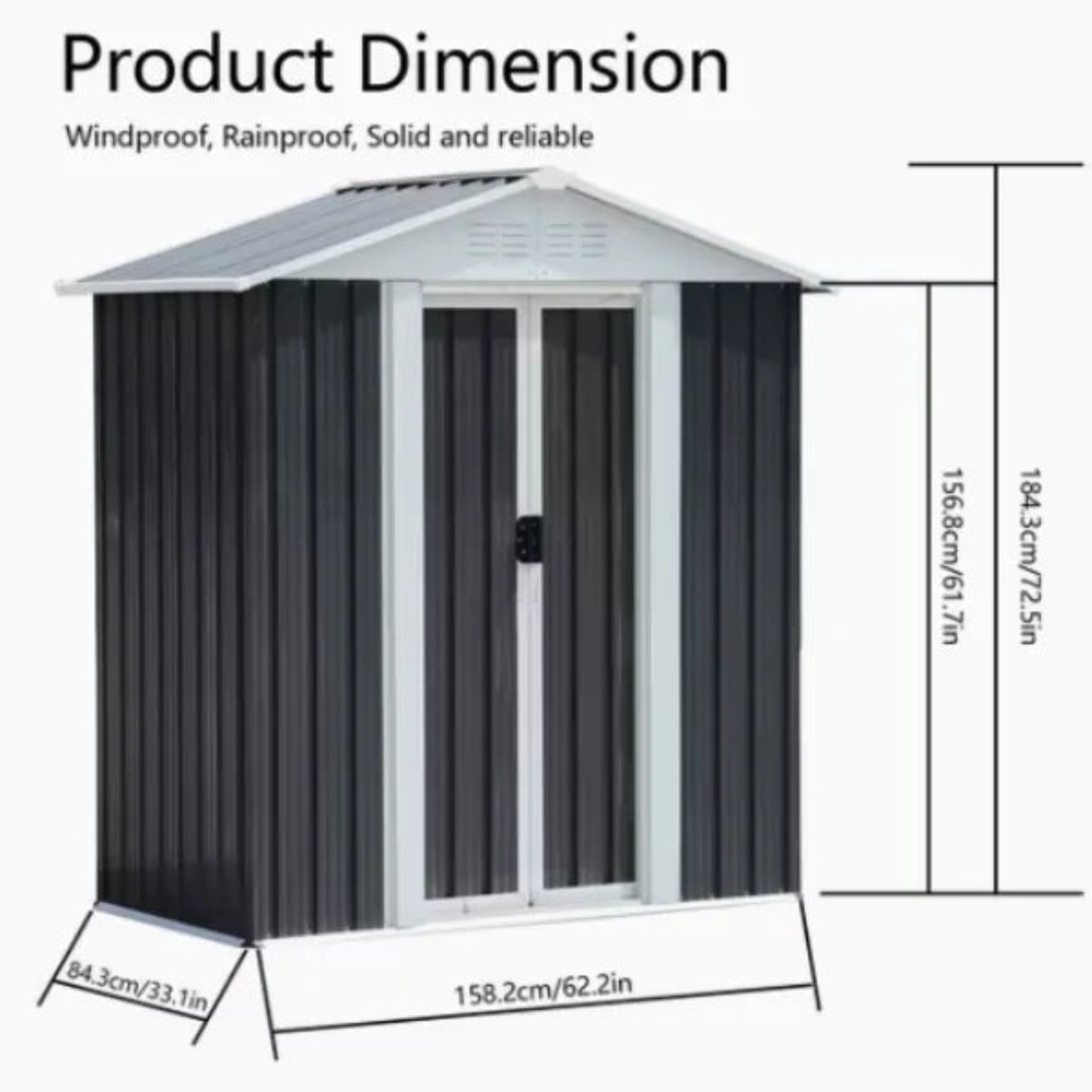 Metal Shed 5x3FT Apex Roof – Durable Outdoor Storage Solution
