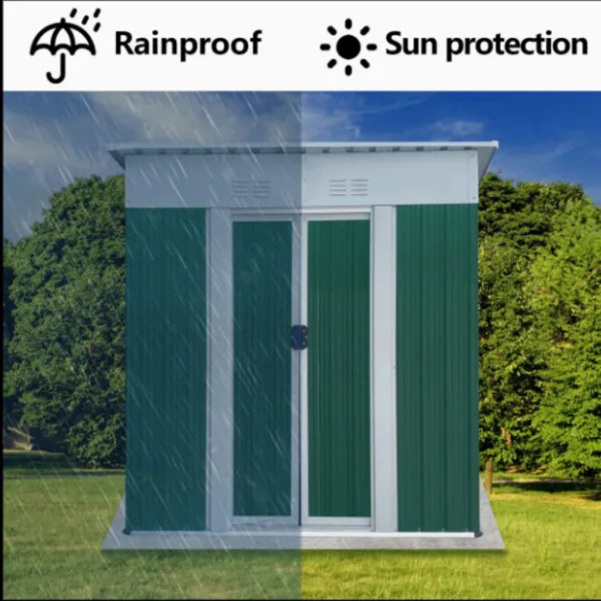 Metal Shed 5x3FT Slanted Roof – Durable Outdoor Storage Solution
