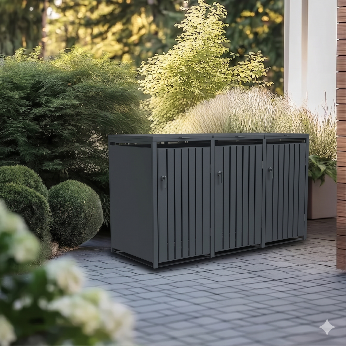 Wheelie Bin Shelter Premium – 3 Bay – Grey