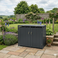 Wheelie Bin Shelter Premium – 2 Bay – Grey