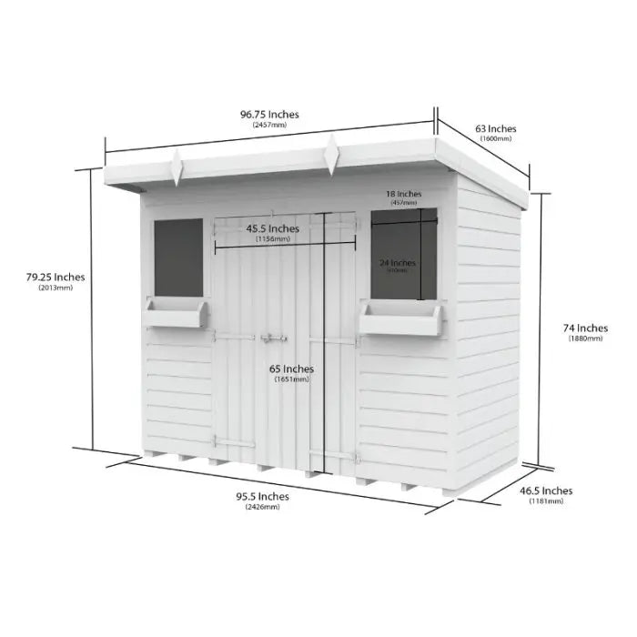 8 x 4 Pent Summer Shed