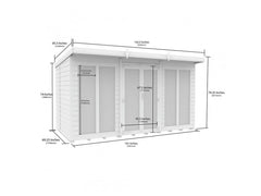 12 x 6 Pent Summer House (Full Height Window)