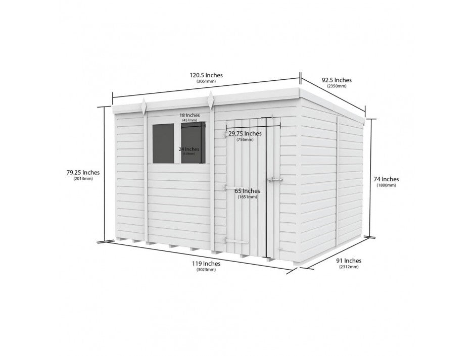 10x8 Pent Composite Shed (Single Door, No Windows)