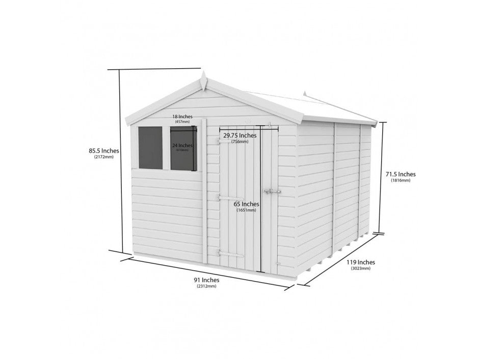 8 x 10 Apex Shed (Single Door, No Windows)