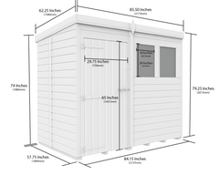 7x5 Pent Composite Shed (Single Door, With Windows)