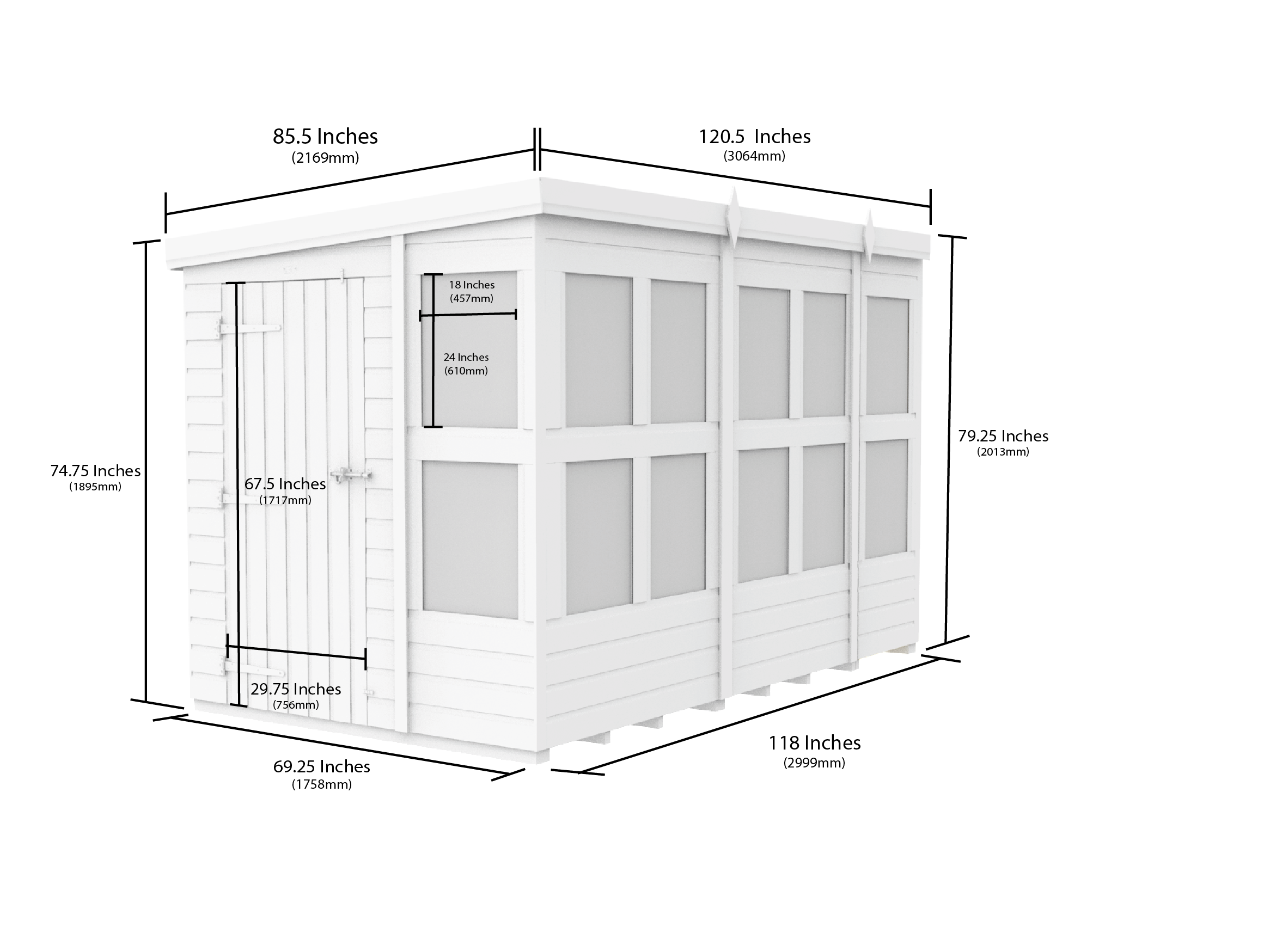 6 x 10 Pent Potting Shed