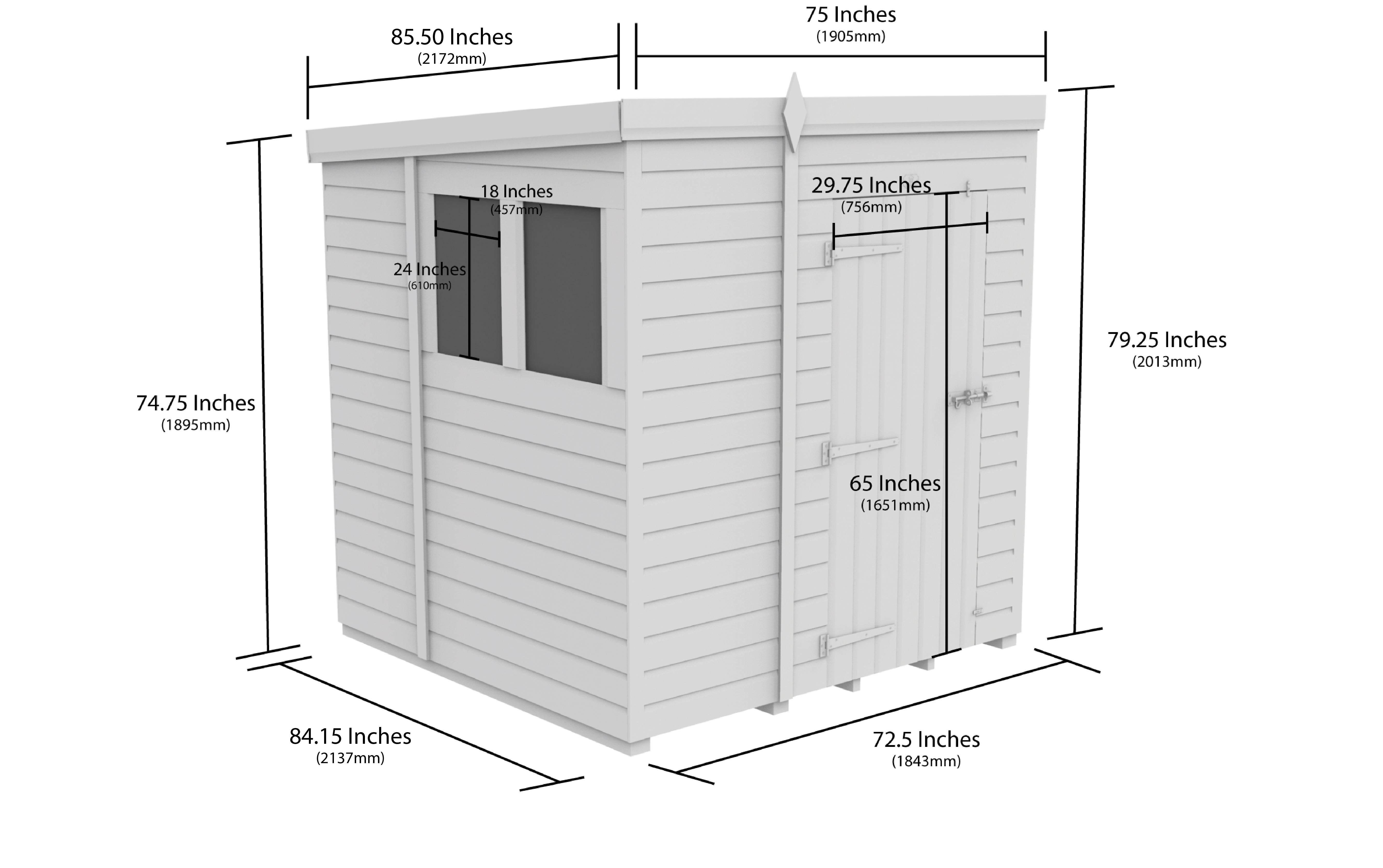 6 x 7 Security Pent Shed