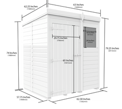 5x5 Pent Composite Shed (Single Door, No Windows)