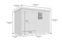 9 x 5 Pent Shed (Double Door, With Windows)