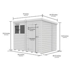 8x7 Pent Composite Shed (Single Door, No Windows)