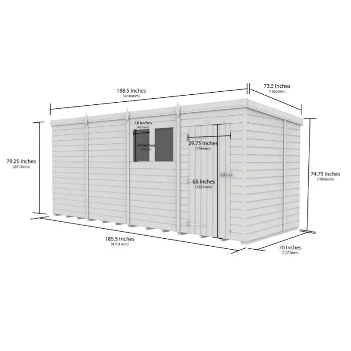16x6 Pent Composite Shed (Single Door, No Windows)