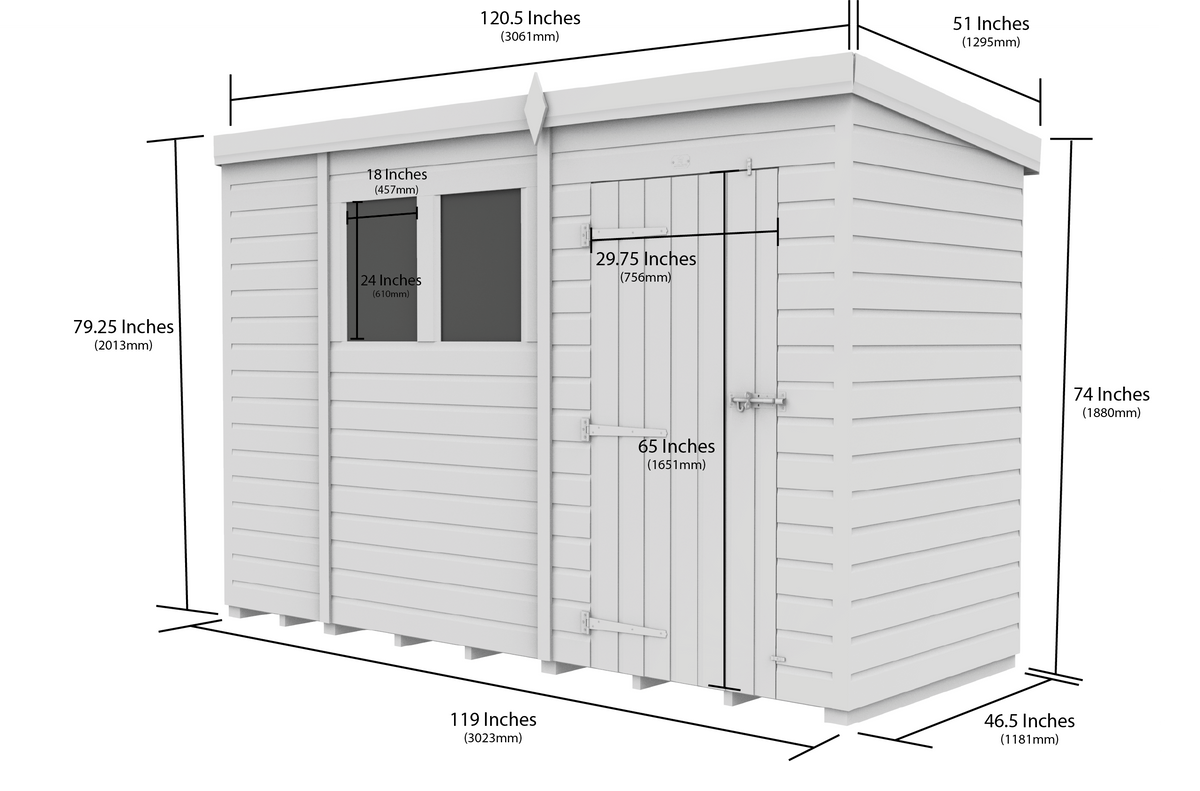 10 x 4 Security Pent Shed