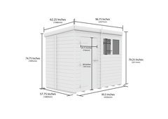 8 x 5 Pent Shed (Single Door, No Windows)