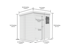 6x5 Pent Composite Shed (Single Door, With Windows)