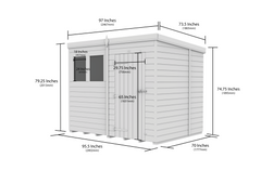 8 x 6 Pent Shed (Single Door, With Windows)