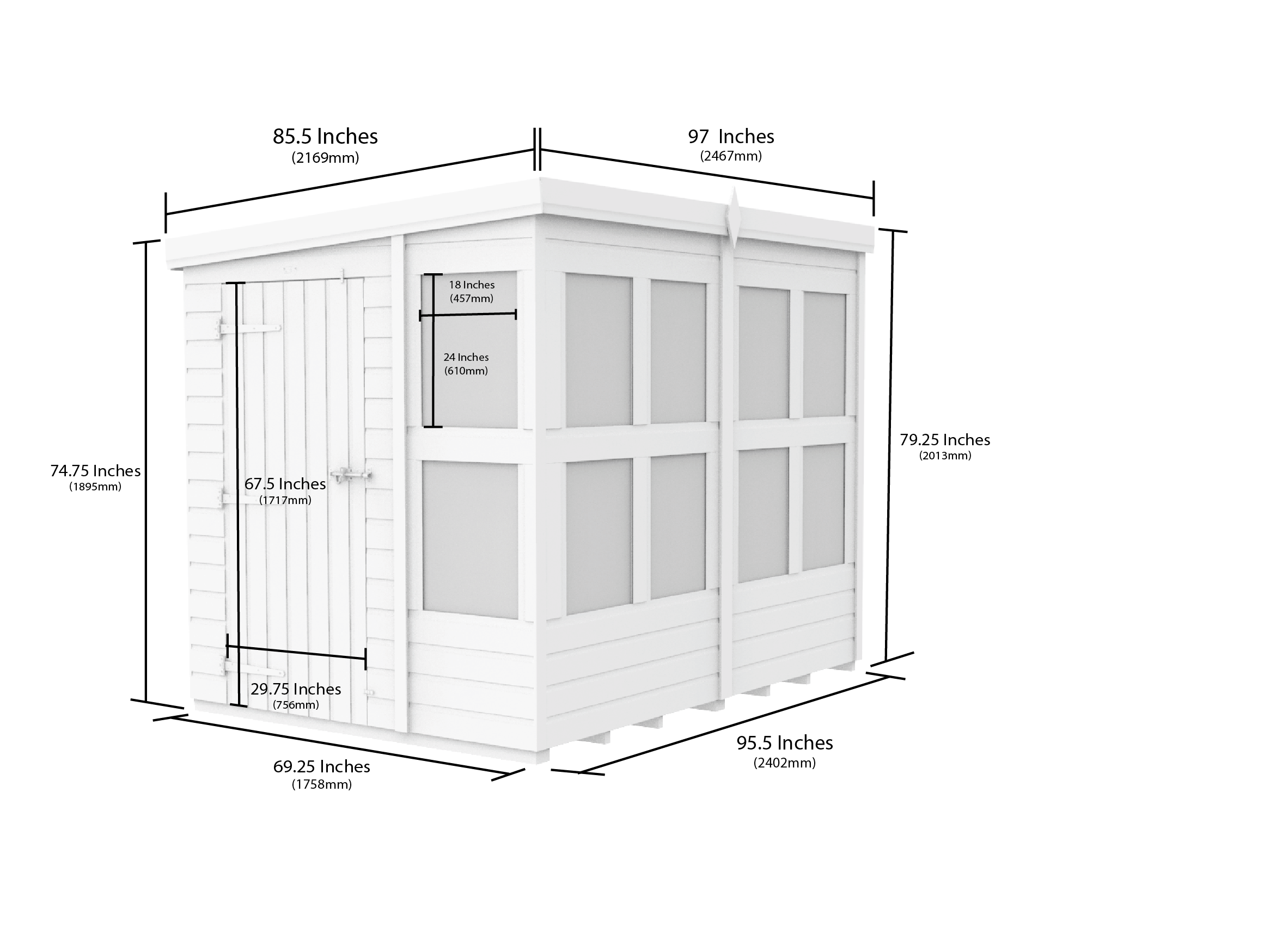 6 x 8 Pent Potting Shed