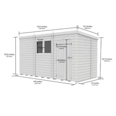 12x6 Pent Composite Shed (Single Door, No Windows)