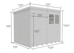 8 x 6 Pent Shed (Double Door, With Windows)