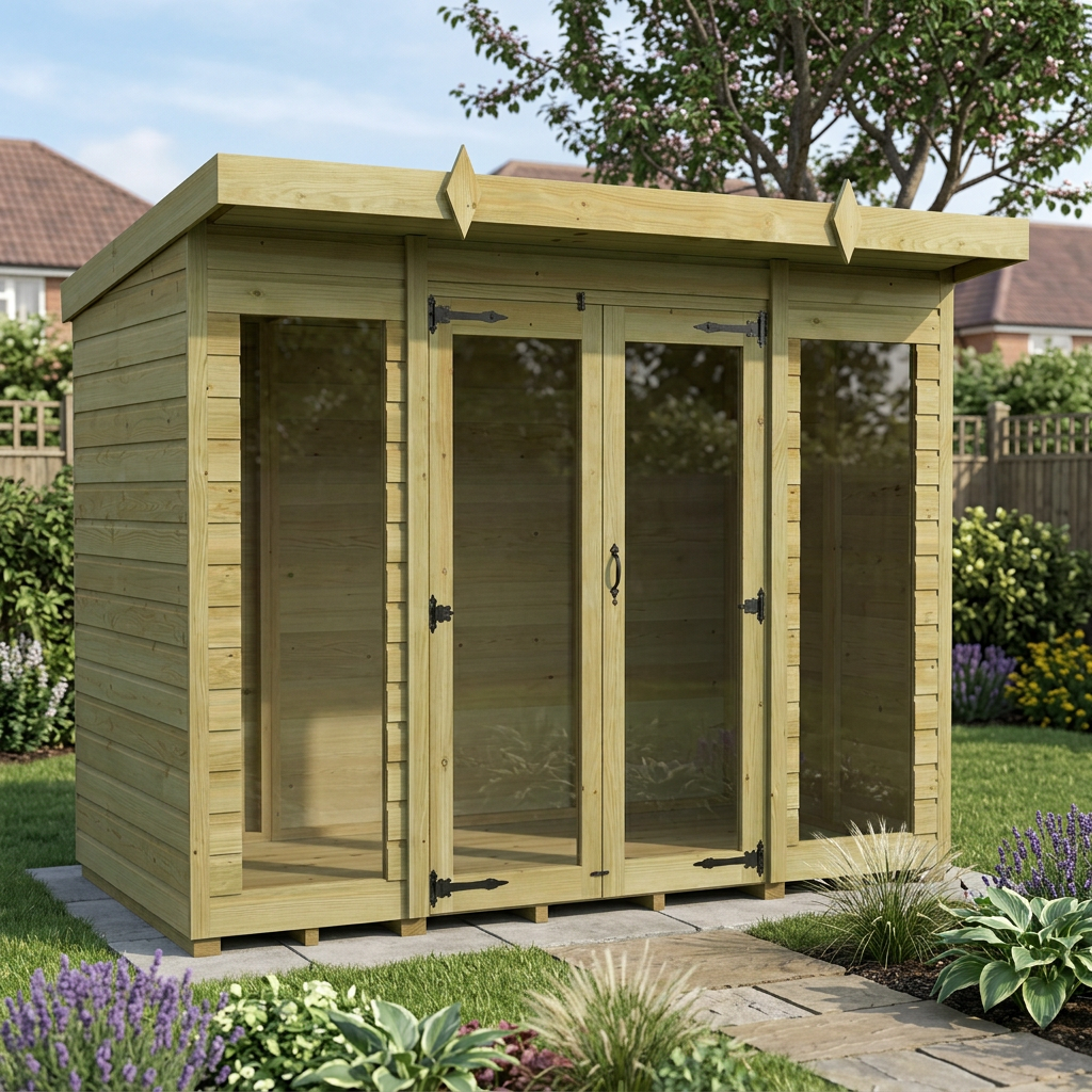 8 x 4 Pent Summer House (Full Height Window)