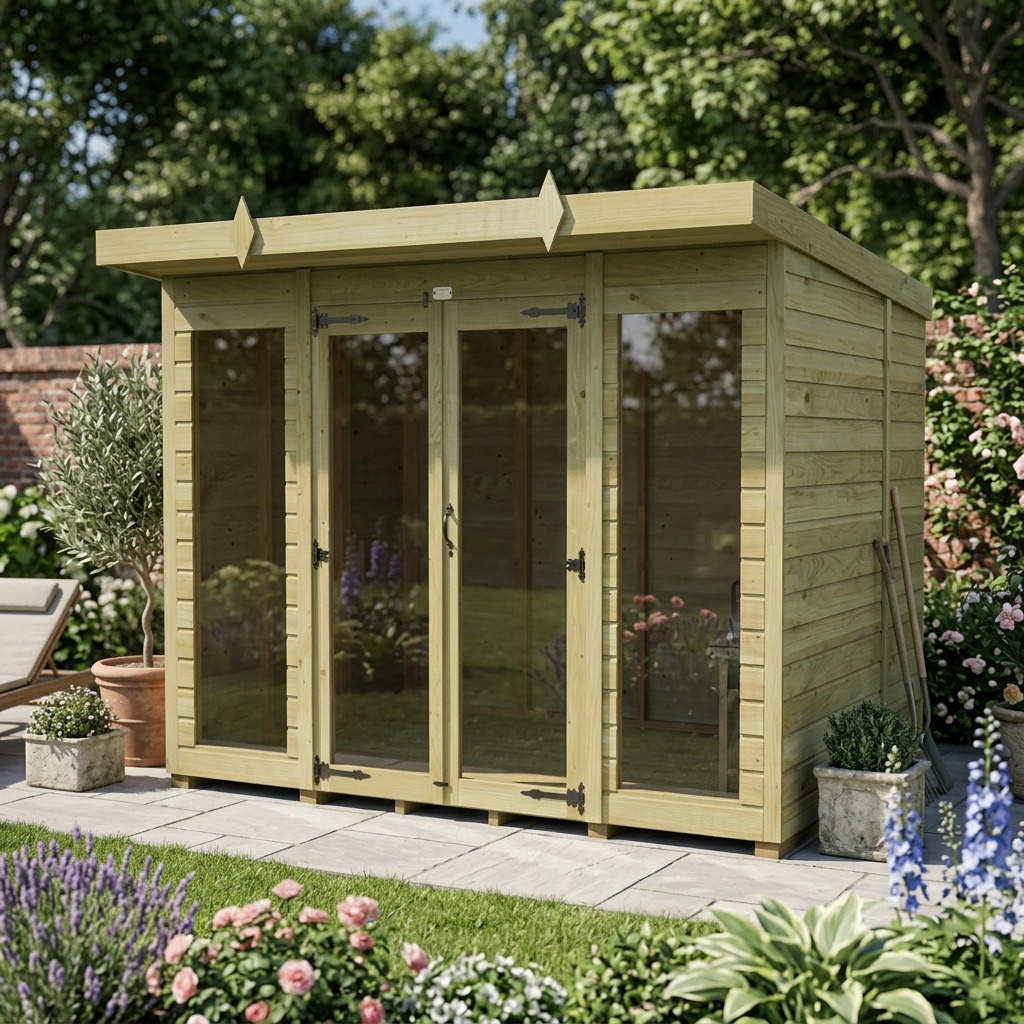 8 x 6 Pent Summer House (Full Height Window)