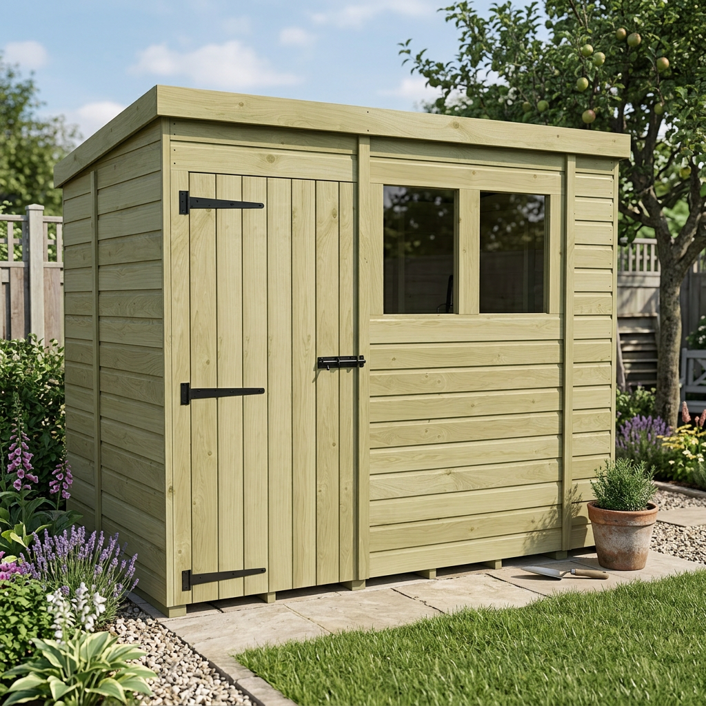 9 x 5 Pent Shed (Single Door, With Windows)