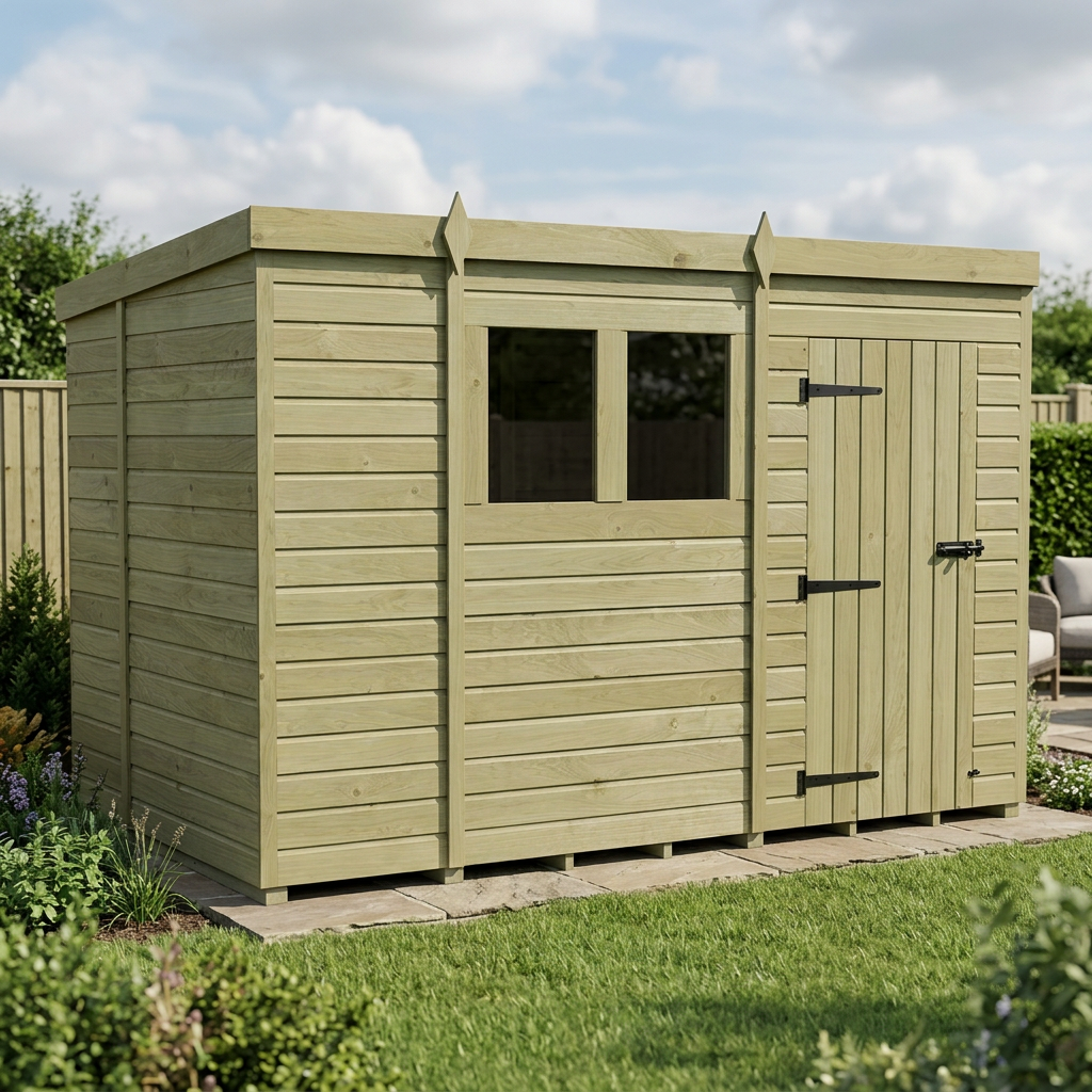 10 x 6 Pent Shed (Single Door, With Windows)