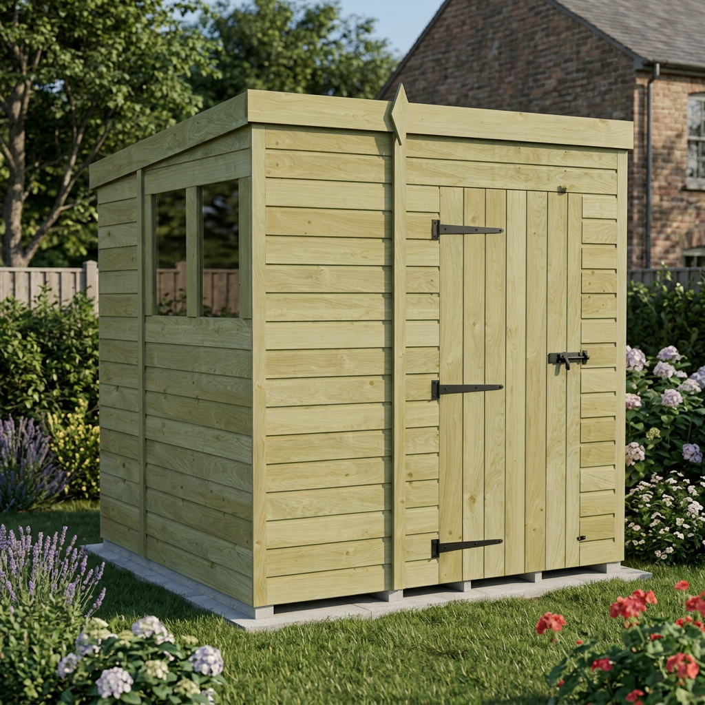 7 x 7 Pent Shed (Single Door, With Windows)