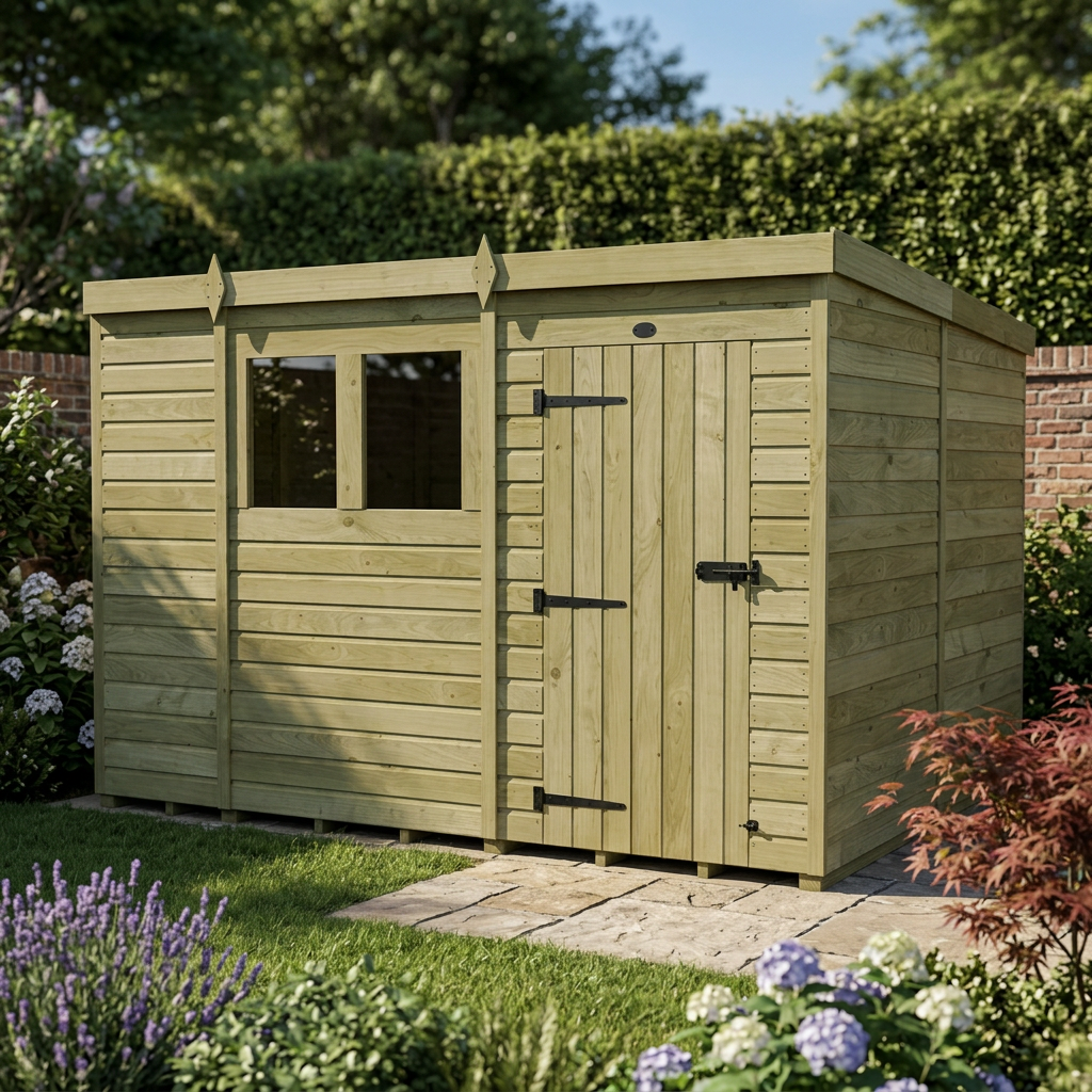 10 x 8 Pent Shed (Single Door, With Windows)