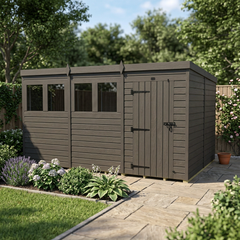 12x8 Pent Composite Shed (Single Door, With Windows)